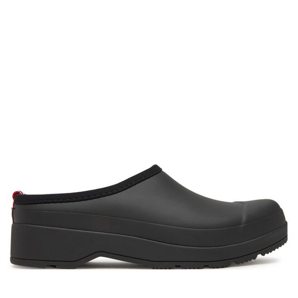 Klapki Hunter. Czarne klapki Hunter, bez wzorów, bez obcasa. Za 249,99 zł.