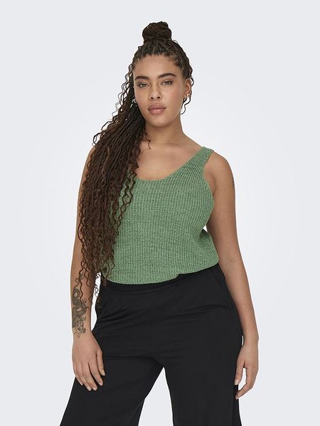 ONLY Carmakoma Top dzianinowy "Sunny" w kolorze zielonym rozmiar: 50/52. Zielone topy Only Carmakoma, bez wzorów, z dzianiny, bez kołnierzyka, bez ramiączek. Za 41,59 zł.