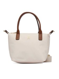 Tommy Hilfiger Torebka Popette Mini Tote AW0AW17709 Écru. Shopper bag TOMMY HILFIGER, bez wzorów, z materiału, bez dodatków. Za 369,99 zł.
