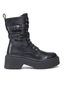 DeeZee Trapery WS5656-01 Czarny. Czarne buty zimowe DeeZee, ze skóry, bez obcasa, bez zapięcia. Za 229,99 zł.