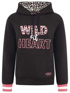 Zwillingsherz Bluza "Wild At Hearts" w kolorze jasnoróżowo-czarnym rozmiar: M. Czarne bluzy Zwillingsherz, m, bez wzorów, z kapturem. Za 226,45 zł.