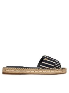 Tommy Hilfiger Klapki Canvas FW0FW09140 Granatowy. Niebieskie klapki TOMMY HILFIGER, bez wzorów, z materiału, bez obcasa. Za 359,99 zł.