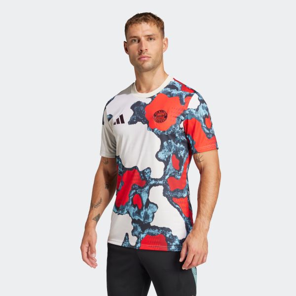 Koszulka piłkarska treningowa ADIDAS Bayern Monachium 24/25. Bluzki ADIDAS, l, bez wzorów, sportowe, bez kołnierzyka, bez ramiączek. W wyprzedaży za 249,99 zł.