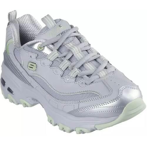 Buty do chodzenia damskie Skechers D'lites. Szare balerinki Skechers, bez wzorów, z materiału, bez obcasa, bez zapięcia. Za 336,00 zł.