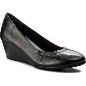 Półbuty MARCO TOZZI - 2-22300-20 Black 001. Czarne półbuty marki Marco Tozzi, z materiału, na koturnie. W wyprzedaży za 199,00 zł.