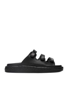 Badura Klapki EO-ALICE-LT0226-26-305 Czarny. Czarne klapki Badura, bez wzorów, ze skóry, bez obcasa. Za 359,99 zł.