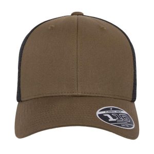 Siatkowa Czapka Z Daszkiem Z Recyklingu. Zielone czapki FLEXFIT, bez wzorów, sportowe. Za 108,99 zł.