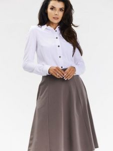 Spódnica Model A673 Taupe - awama. Szare spódnice Awama, do pracy, l, bez wzorów, z elastanu, biznesowe, midi. Za 258,46 zł.