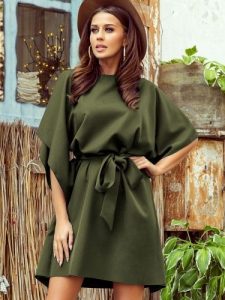 Sukienka Model Sofia 287-13 Khaki - Numoco. Brązowe sukienki NUMOCO, l, bez wzorów, z elastanu, bez kołnierzyka, bez ramiączek, wyszczuplające. Za 236,16 zł.