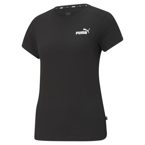 Koszulka fitness damska Puma ESS Small Logo Tee. Czarne bluzki Puma, m, bez wzorów, z bawełny, sportowe, bez kołnierzyka, bez ramiączek. Za 84,10 zł.