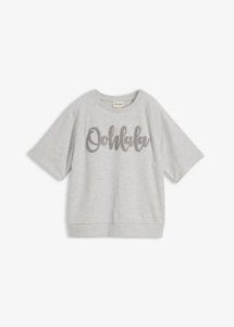 Bluza z mieszanki bawełny. Szare bluzy bonprix, bez wzorów, z bawełny, bez kaptura. Za 84,99 zł.