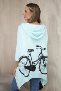 Bluza z nadrukiem roweru miętowa. Zielone bluzy KESI, l, bez wzorów, z bawełny, z kapturem. Za 218,51 zł.