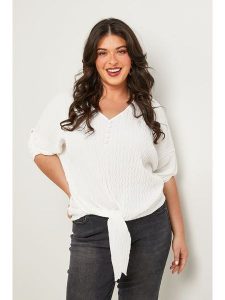Curvy Lady Bluzka w kolorze białym rozmiar: 44/46. Białe bluzki Curvy Lady, bez wzorów, klasyczne, bez kołnierzyka, bez ramiączek. Za 122,96 zł.