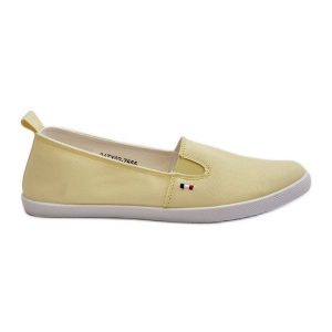 Tenisówki Trampki Slip-On Damskie Żółte Adrancia. Żółte trampki bez wzorów, bez zapięcia. Za 92,80 zł.