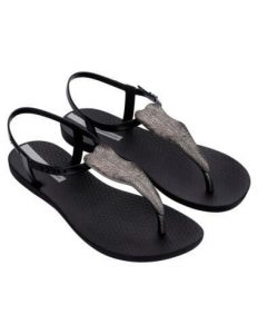 Buty sandały japonki damskie Ipanema Class Flora. Czarne klapki Ipanema, bez wzorów, z materiału, bez obcasa. Za 139,99 zł.
