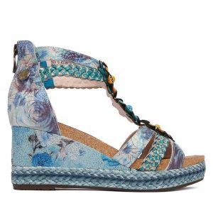 Sandały Laura Vita. Niebieskie sandały LAURA VITA, bez wzorów, bez obcasa, na koturnie, bez zapięcia. Za 449,99 zł.