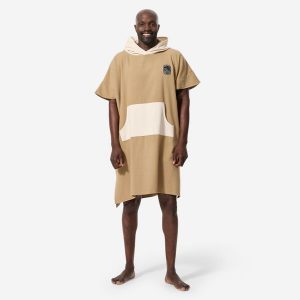 Ponczo plażowe Decathlon 500. Czarne szlafroki DECATHLON, m, bez wzorów, z bawełny, z kapturem. Za 99,99 zł.