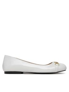 LOVE MOSCHINO Baleriny JA11011G1MII0100 Biały. Białe balerinki LOVE MOSCHINO, bez wzorów, z lakierowanej skóry, bez obcasa, bez zapięcia. Za 499,99 zł.