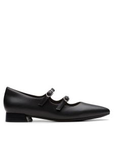 Clarks Półbuty Natalyn Lane 26181929 Czarny. Czarne półbuty Clarks, bez wzorów, ze skóry, bez obcasa, na płaskiej podeszwie, bez zapięcia. Za 219,99 zł.