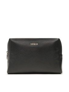 Guess Kosmetyczka Not Coordinated Accessories PW1522 P3115 Czarny. Czarne kosmetyczki Guess, z aplikacjami, ze skóry, bez dodatków. Za 259,99 zł.