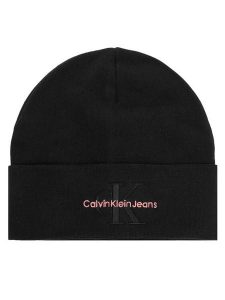 Calvin Klein Czapka Mono Logo Embro K60K612668 Czarny. Czarne czapki Calvin Klein, bez wzorów, z bawełny. Za 119,99 zł.