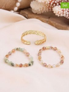 L'Atelier de Gaia Bransoletki (3 szt.) z cytrynami i prehnitami rozmiar: onesize. Czerwone bransoletki L'Atelier de Gaia, z cytrynem, z mosiądzu. Za 55,95 zł.