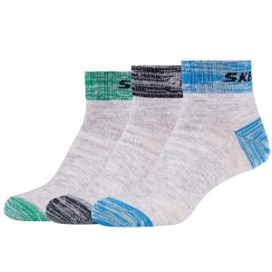 Skarpetki sportowe damskie 3PPK Wm Mesh Ventilation Quarter Socks. Szare skarpetki Skechers, bez wzorów, z bawełny. Za 24,99 zł.