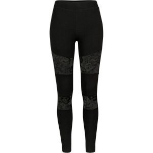 Legginsy Damskie Koronkowe Detale. Czarne legginsy Urban Classics, bez wzorów, z koronki. Za 104,99 zł.