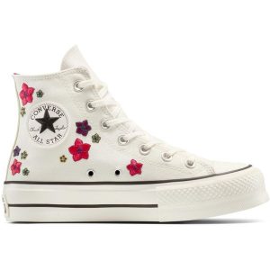 Buty sportowe Converse Chuck Taylor All Star Lift Platform Flowers. Brązowe trampki Converse, bez wzorów, bez zapięcia. Za 490,00 zł.