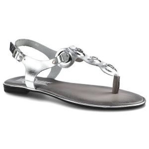 Srebrne Sandały Lemar Damskie Stylowe Buty Letnie. Szare sandały Lemar, bez wzorów, ze skóry, bez obcasa, na obcasie, bez zapięcia. Za 139,00 zł.