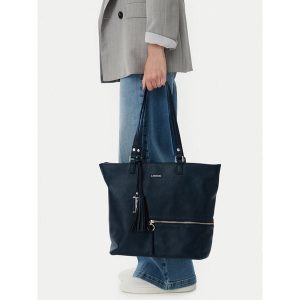 Torebka Lasocki. Niebieskie shopper bag Lasocki, bez wzorów, bez dodatków. Za 199,99 zł.