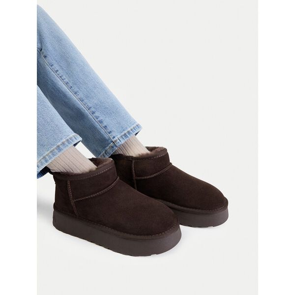 Śniegowce Badura. Brązowe buty zimowe Badura, bez obcasa, bez zapięcia. Za 229,99 zł.