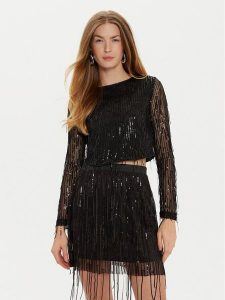 ONLY Bluzka Spacy 15331803 Czarny Cropped Fit. Czarne bluzki ONLY, xs, bez wzorów, z syntetyku, bez kołnierzyka, bez ramiączek. Za 119,99 zł.