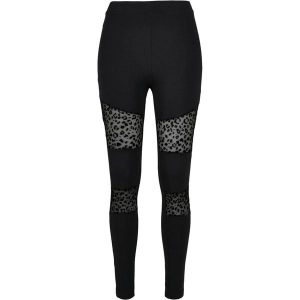 Legginsy Damskie Z Siateczkowym Nadrukiem Flock. Czarne legginsy Urban Classics, bez wzorów. Za 137,99 zł.