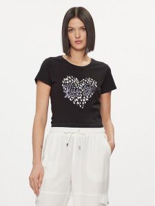 Liu Jo T-Shirt WA4108 JS923 Czarny Regular Fit. Czarne t-shirty Liu Jo, s, bez wzorów, z bawełny, bez kołnierzyka, bez ramiączek. Za 249,99 zł.