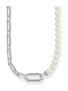 Thomas Sabo Srebrny naszyjnik z perłami - dł. 45 cm rozmiar: onesize. Szare naszyjniki Thomas Sabo, z cyrkonią, srebrne. Za 1 049,95 zł.