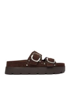 DeeZee Klapki CEO-HY35011-1 Brązowy. Brązowe klapki DeeZee, bez wzorów, z materiału, bez obcasa. Za 149,99 zł.