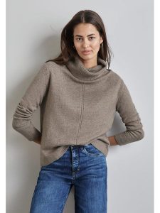 Street One Sweter w kolorze jasnobrązowym rozmiar: 40. Brązowe golfy Street One, bez wzorów, z bawełny. Za 158,10 zł.