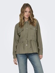 ONLY Koszula w kolorze khaki rozmiar: XS. Brązowe koszule ONLY, s, bez wzorów, z wiskozy, bez kołnierzyka, bez ramiączek. Za 52,67 zł.