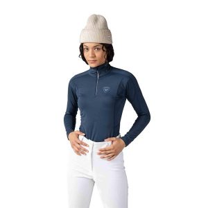 Koszulka termoaktywna Rossignol W Classique 1/2 Zip. Niebieskie koszule nocne Rossignol, bez wzorów, z dzianiny, bez ramiączek. Za 379,99 zł.
