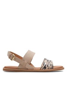 Clarks Skórzane sandały w kolorze beżowo-czarnym rozmiar: 39,5. Brązowe sandały Clarks, bez wzorów, z otwartym noskiem, bez obcasa, bez zapięcia. Za 170,87 zł.
