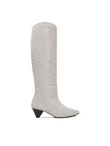 Badura Kowbojki EO-APRIL-123433 Szary. Szare buty zimowe Badura, ze skóry, bez obcasa, na słupku, bez zapięcia. Za 649,99 zł.