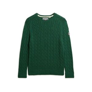 Sweter damski duży w splot warkoczowy Superdry. Zielone swetry klasyczne Superdry, na zimę, ze splotem, bez kołnierzyka. Za 284,00 zł.