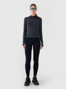 4F Legginsy dzianinowe z wiskozą damskie - czarne XS. Czarne legginsy 4f, bez wzorów, z dzianiny, z podwyższonym stanem. W wyprzedaży za 79,99 zł.