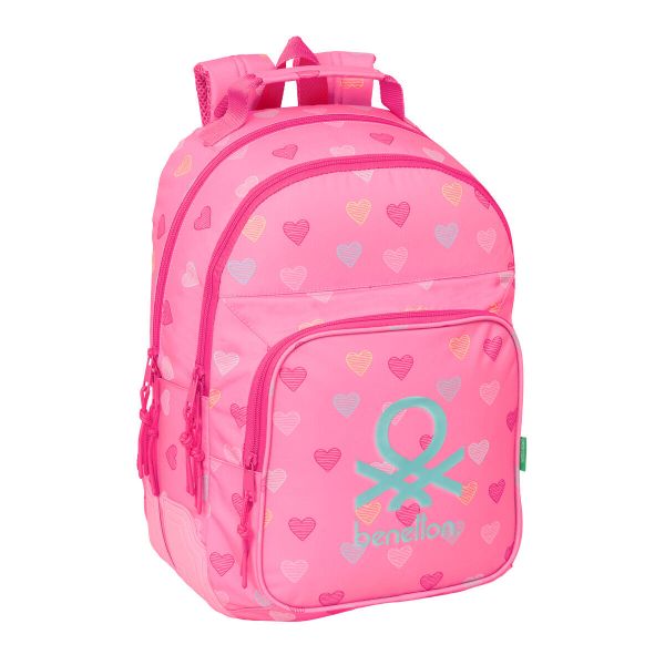 Plecak szkolny BENETTON Heart Różowy. Czerwone plecaki Benetton. Za 245,20 zł.