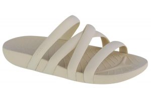 Klapki damskie Crocs Splash Strappy Sandal. Brązowe klapki Crocs, bez wzorów, z materiału, bez obcasa. Za 275,00 zł.