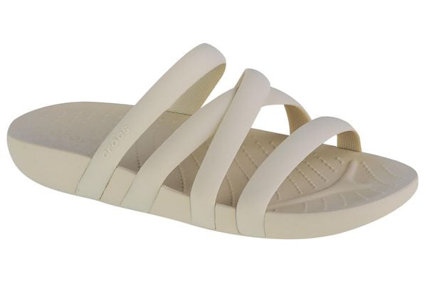 Klapki damskie Crocs Splash Strappy Sandal. Brązowe klapki Crocs, bez wzorów, z materiału, bez obcasa. Za 276,00 zł.