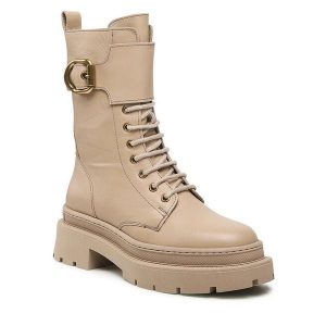 Trapery GINO ROSSI. Brązowe buty zimowe Gino Rossi, bez obcasa, bez zapięcia. Za 256,99 zł.