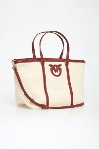 Torebka Miranda Shopper Classic Canvas PINKO. Brązowe shopper bag Pinko, bez wzorów, bez dodatków. W wyprzedaży za 639,20 zł.