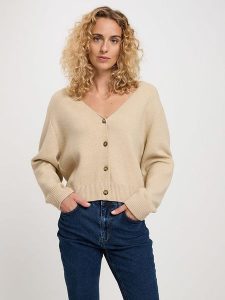 Cross Jeans Kardigan w kolorze beżowym rozmiar: L. Brązowe kardigany Cross Jeans, z jeansu. Za 115,45 zł.